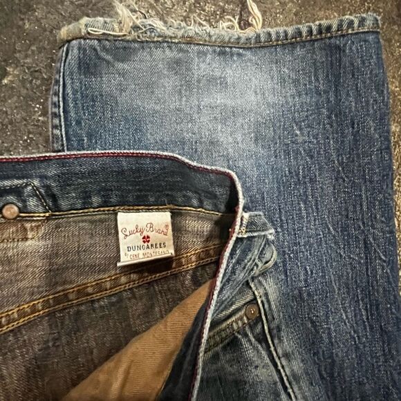 RARE SELVEDGE LUCKY BRAND VINTAGE CUFFED RED EDGE JEAN BACK CINCH USA MADE 33x32 - Picture 8 of 14